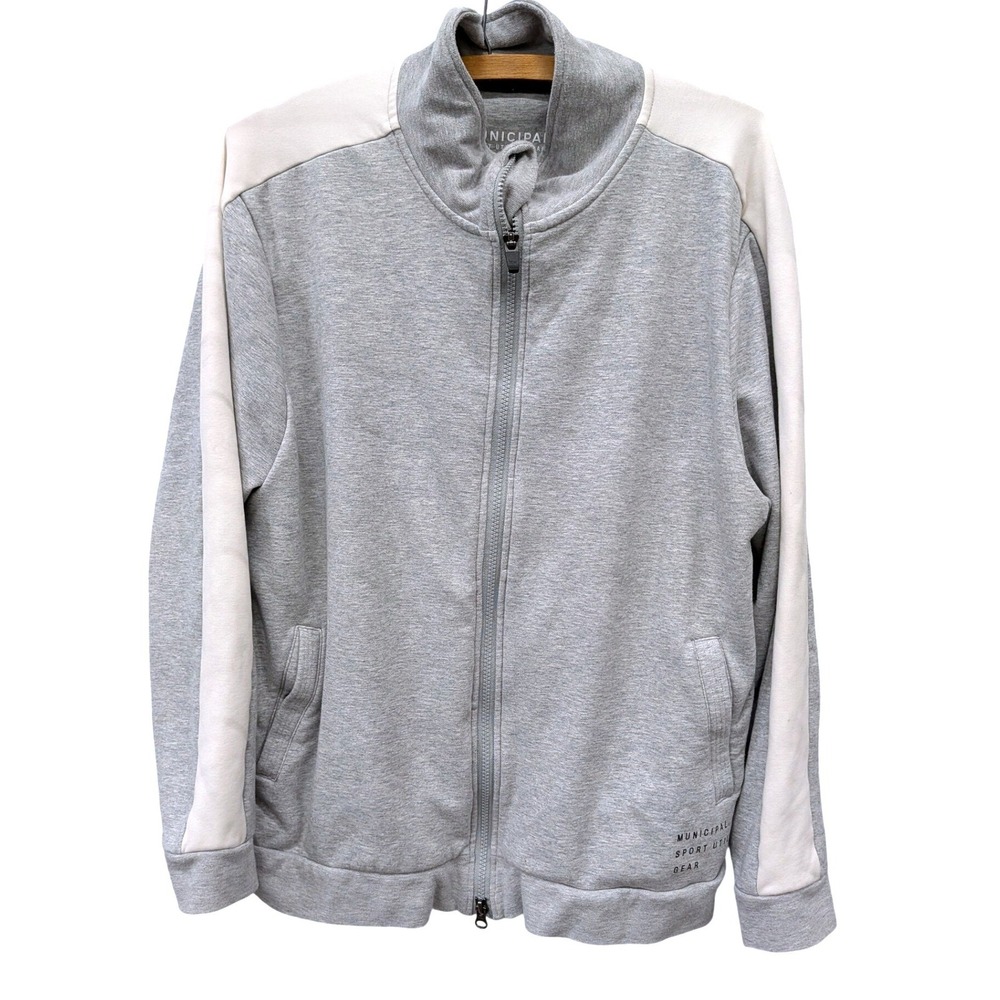 Municipal Men's Sport Utility Gear Full Zip Track‎ Jacket Gray Cream Large- L